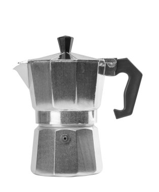 Mokapot kahve demliği beyaz arka planda izole