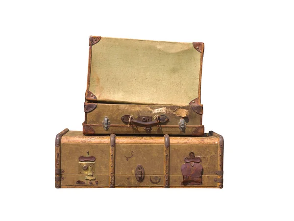 Old Suitcases Isolated White Background — Stock Photo, Image