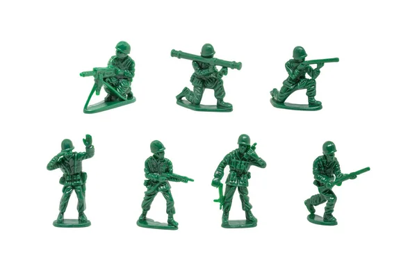 Soldados Juguete Miniatura Con Armas Fuego Sobre Fondo Blanco Imagen de stock