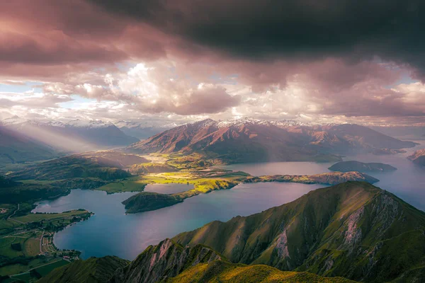 Utsikt Från Roy Peak Vid Sjön Wanaka Nya Zeeland — Stockfoto