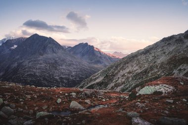 Zillertal, Avusturya Alpleri. Yaz manzarası, Olpererhtte mülteci, Schlegeisspeicher rezervuar manzarası.