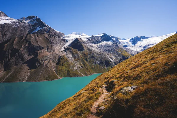 Piękny Widok Zaporę Mooserboden Lake Austrii — Zdjęcie stockowe