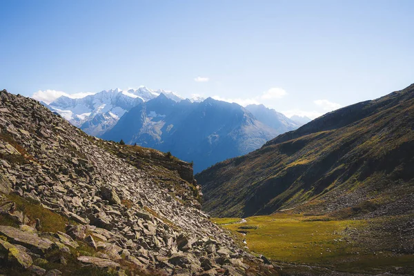 Zillertal Alpy Austriackie Letnia Sceneria Górska Olpererhtte Uchodźca Schlegeisspeicher Widok — Zdjęcie stockowe