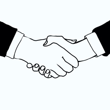 Handshake.Black ve beyaz çizim. Vektör.