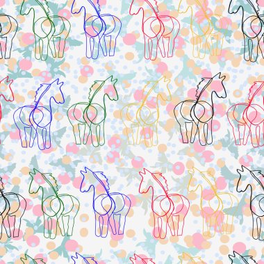 Renkli bir arka plan üzerinde güzel atlar.