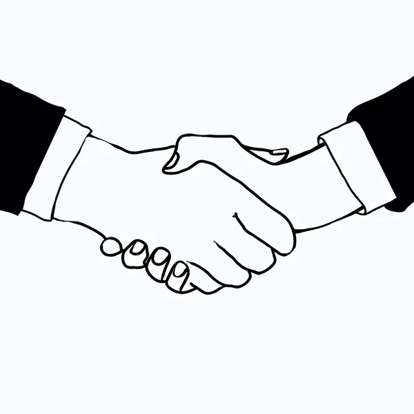Handshake.Black ve beyaz çizim. Vektör. — Stok Vektör