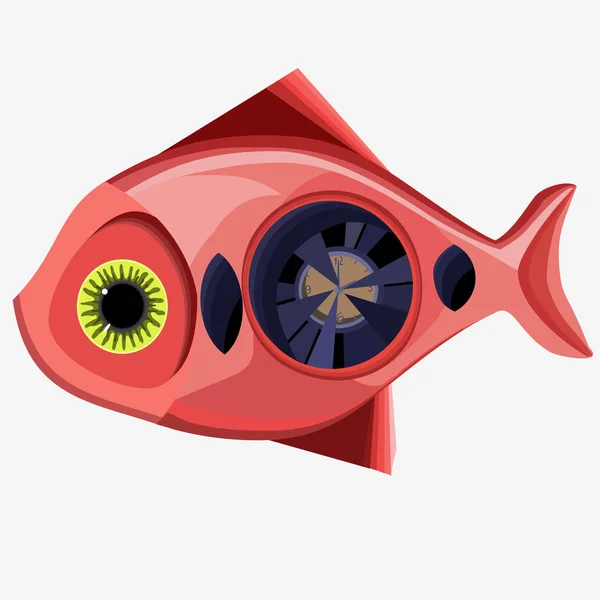 Pescado rosa al estilo steampunk . — Vector de stock