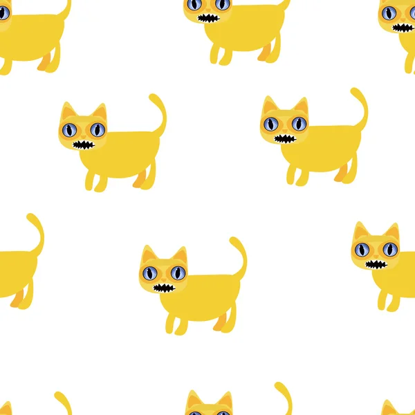 Gatto giallo per una camminata.Cartoon style — Vettoriale Stock