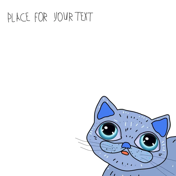 Gato azul sobre fondo blanco. Espacio para texto . — Archivo Imágenes Vectoriales