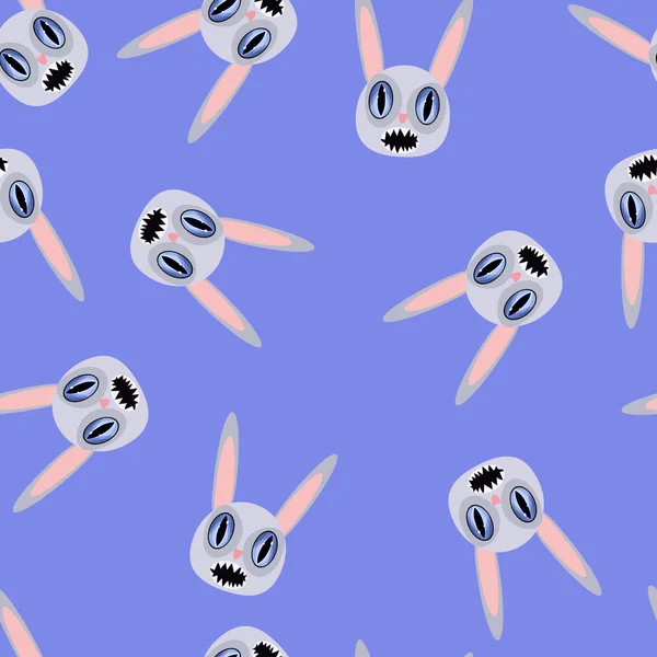 Mignons lapins sur fond bleu. Sans couture — Image vectorielle