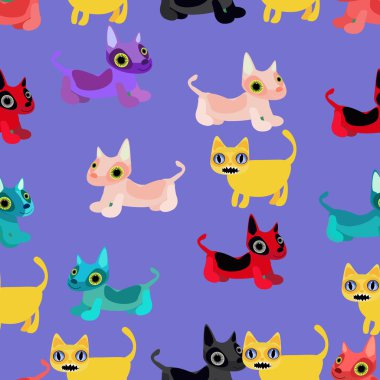 Komik Kediler ve köpekler beraber yürüyelim. Sorunsuz.