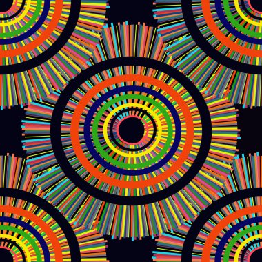 Parlak siyah bir arka plan üzerinde daireler. Sorunsuz.