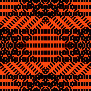 Kareler siyah ve turuncu bir arka plan üzerinde şeritler. Sorunsuz.