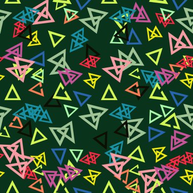 Yeşil bir arka plan üzerinde renkli üçgen. Sorunsuz.