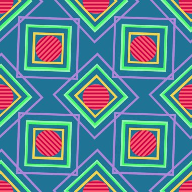 Kareler ve ovaller mavi bir arka plan üzerinde. Sorunsuz.