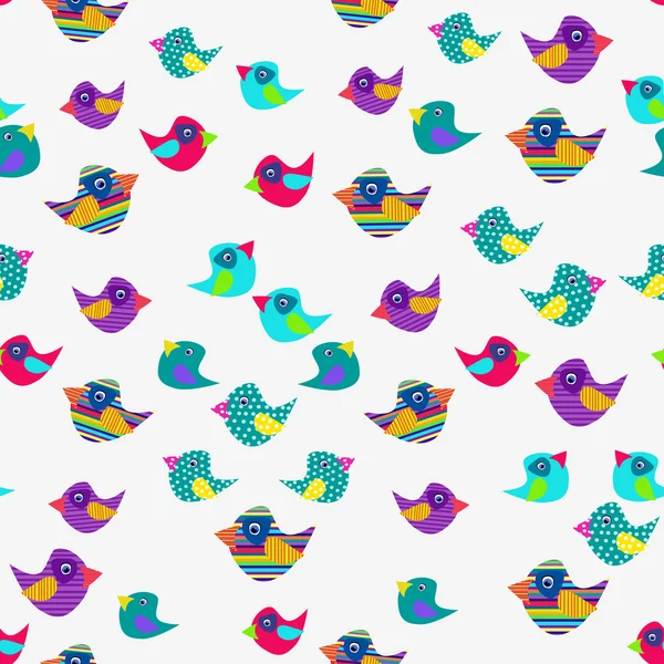 Fondo alegre de pájaros coloridos sobre un fondo blanco. Ilustración vectorial . — Vector de stock