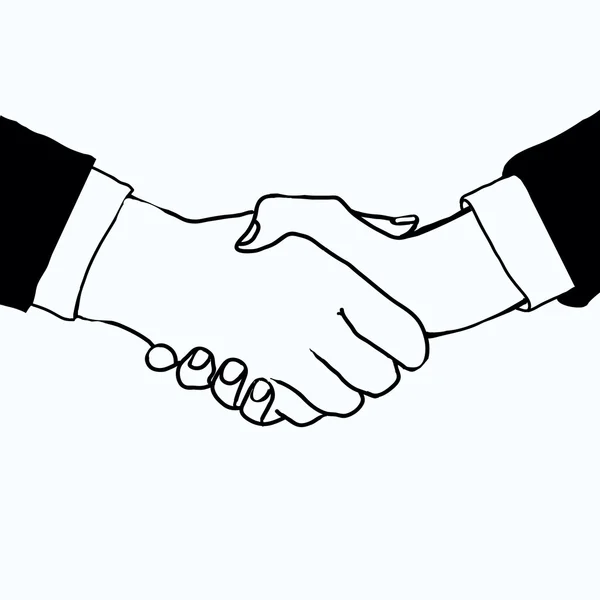 Handshake.Black 고 흰색 드로잉입니다. Vektor. — 스톡 벡터