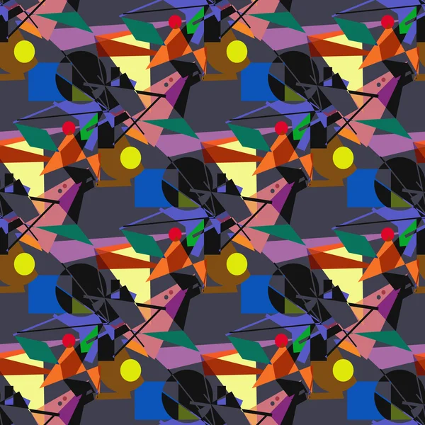Μοτίβο της πολύχρωμα γεωμετρικά σχήματα σε γκρι φόντο. — Διανυσματικό Αρχείο
