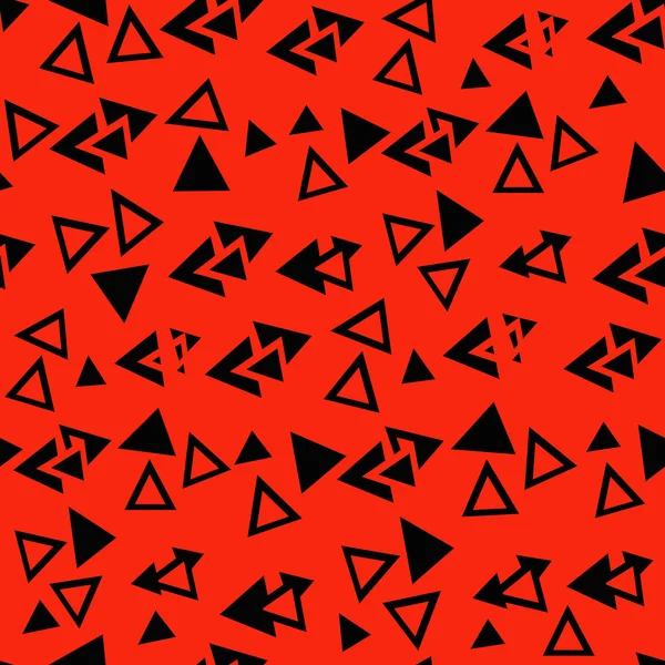 Triângulos pretos contra um fundo vermelho. Sem emenda . —  Vetores de Stock