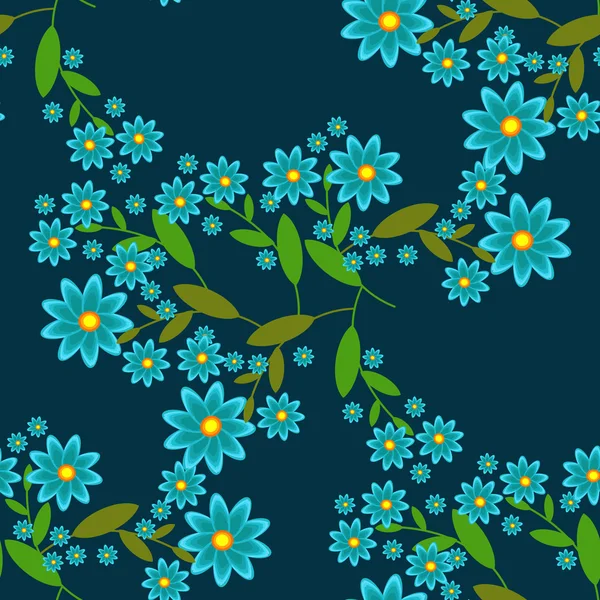 Achtergrond van blauwe bloemen. Naadloze. — Stockvector