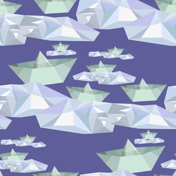 Papel de origami sobre fondo azul oscuro. Sin costuras . — Vector de stock