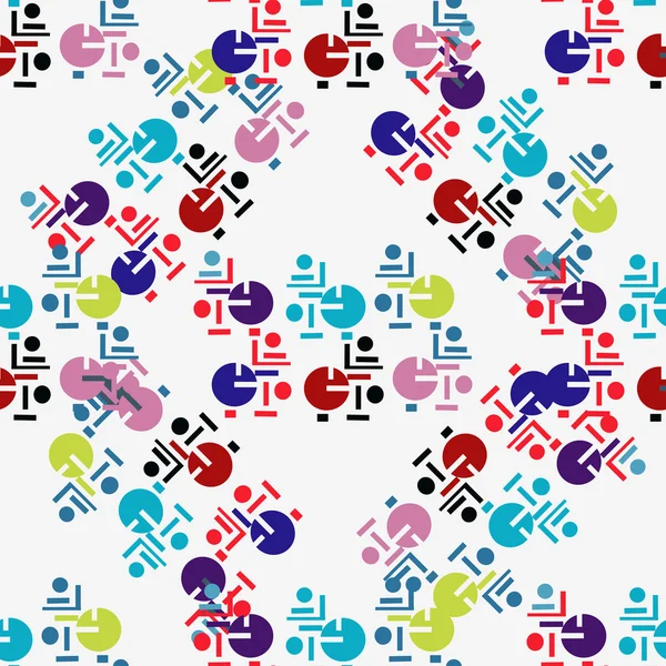 Círculos multicolores y rectángulos sobre un fondo blanco. Sin costuras . — Archivo Imágenes Vectoriales