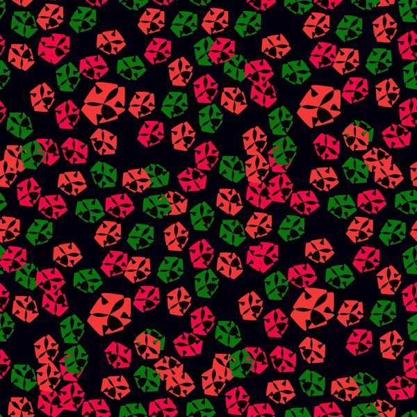 Éléments rouges et verts sur fond noir. Sans couture . — Image vectorielle