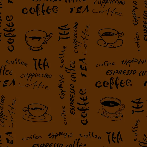 Figurine tasses de café et inscriptions . — Image vectorielle