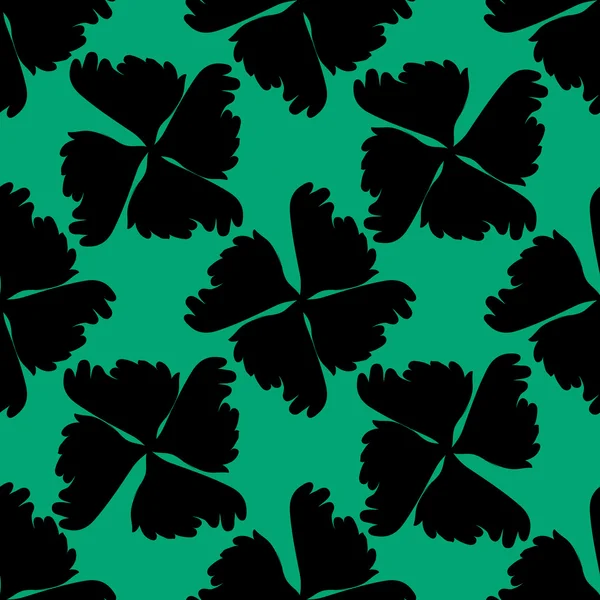 Flores abstractas negras sobre un fondo verde.Sin costuras . — Vector de stock
