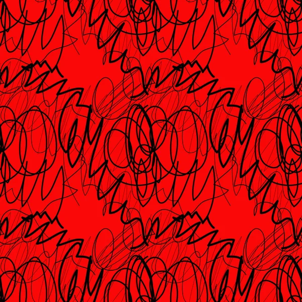 Líneas negras sobre fondo rojo. Vector sin costura . — Vector de stock