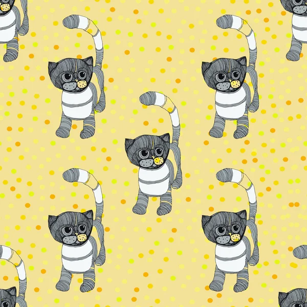 Cartoon cats on a yellow background. — Stock Vector