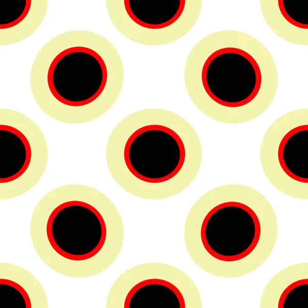 Cercles jaunes noirs et rouges sur fond blanc . — Image vectorielle