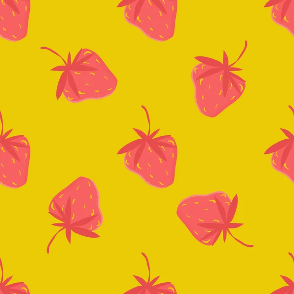Aardbeien op een gele achtergrond. — Stockvector