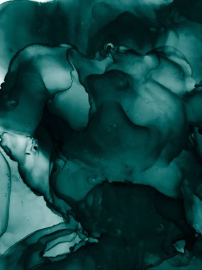 Mavi soyut. Kireç. Mavi, Tidewater Yeşil Altın Damlaları. Donuk arka plan deseni. Su boyası. Aquamarine Suluboya bulanıklığı. Alkol Mürekkebi lekeleri. Alkol Arkaplanı.