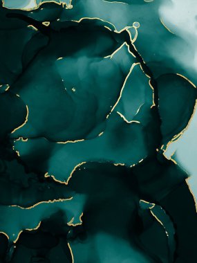 Alkol mürekkebi dokusu. Çimenler. Mavi, Tidewater Yeşil Altın Damlaları. Tsunami lekeleri. Su Pigmenti. Aquamarine Suluboya. Alkol Mürekkebi lekeleri. Alkol Arkaplanı.