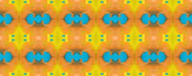 Edepsiz Sanat baskısı. Sonsuz duvar kağıdı. Papirüs Süslemesi. Shibori deseni. Havalı Gouache. Ultramarine, Pembe ve Orkide Çiçeği. Sarı.