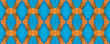 Geometrik baskı. Tone tekrarlanıyor. Pergament Sonsuz Kumaş. Afrika stili. Güzel suluboya çizilmiş. Mavi, Gül ve Atlantik mavisi. Sarı.