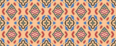 Edepsiz Sanat baskısı. Sonsuz baskı. Grunge Stili Süslü Parmak izi. Afrika stili. Modaya uygun Gouache çizimi. Indigo, Magenta ve Coloro. Yeşil.