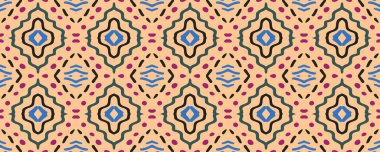 Geometrik desen. Sonsuz duvar kağıdı. Eski kağıt Grunge Stili Efekti. Dashiki baskısı. Modaya uygun Gouache boyası. Azure, Ruby ve Dark Springs. Kireç.