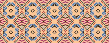 Geometrik baskı. Arka plan tekrarlanıyor. Eski püskü boya halısı. Motley Filmi. Lüks Gouache. Adil, Turuncu ve Atlantik mavisi. Kireç.