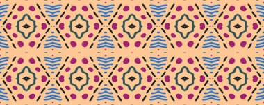 Geometrik resim. Tone 'u yansıtıyor. Klasik Etnik Nakış 'tan. Asya baskısı. Tatlı suluboya bulanıklığı. Leylak, Yakut ve koyu yaylar. Yeşil.