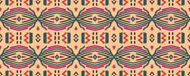 Geometrik baskı. Yansıma düzeni. Retro halı tarzı. Shibori deseni. Şık bir el boyası. Indigo, Pembe ve Atlantik mavisi. Sarı.