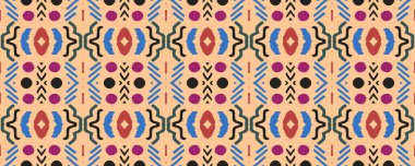 Geometrik desen. Kusursuz duvar kağıdı. Klasik Panorama. Dashiki baskısı. Tatlı suluboya boya. Indigo, Crimson ve orkide çiçeği. Yeşil.