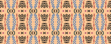 Geometrik desen. Sonsuz baskı. Eski usul tekstil ürünleri. Endonezya baskısı. Güzel Gouache boyası. Indigo, Magenta ve Aqua. Sarı.