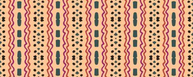 Geometrik duvar kağıdı. İz yansıtılıyor. Klasik Sonsuz Kumaş. Motley Print 'i Ikat. Güzel mürekkep çizilmiş. Güzel, pembe ve koyu yaylar. Kireç.