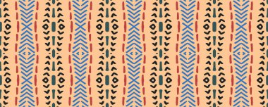 Edepsiz Sanat baskısı. Duvar kâğıdı tekrarlanıyor. Grunge Stili Süslü. Motley Print 'i Ikat. Zarif Gouache. Ultramarine, Magenta ve kan taşı. Sarı.