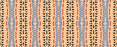 Geometrik duvar kağıdı. Sonsuz bir düzen. Kalitesiz boya Eski Doku. Kızılderili deseni. Tatlı mürekkep boyası. Ultramarine, Magenta ve orkide çiçeği. Yeşil.