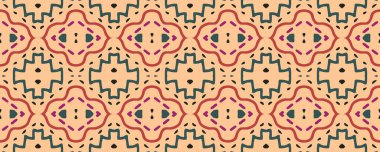 Geometrik desen. Rengi tekrarlıyor. Retro Tekstil baskısı. Boho tarzı. Şık Gouache Matbaası. Indigo, Rose ve Atlantic Blue. Yeşil.