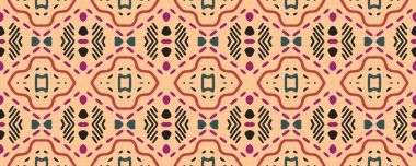 Geometrik desen. Ayna duvar kağıdı. Hippi Tekstil. Damask izi. Muhteşem Gouache Görüntü. Azure, Rose ve Coloro. Sarı.