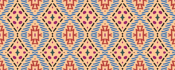 Geometrik baskı. Kusursuz desen. Boya Görüntü eski püskü boya. Aztek deseni. Gösterişli mürekkep çizilmiş. Indigo, Crimson ve orkide çiçeği. Kireç.